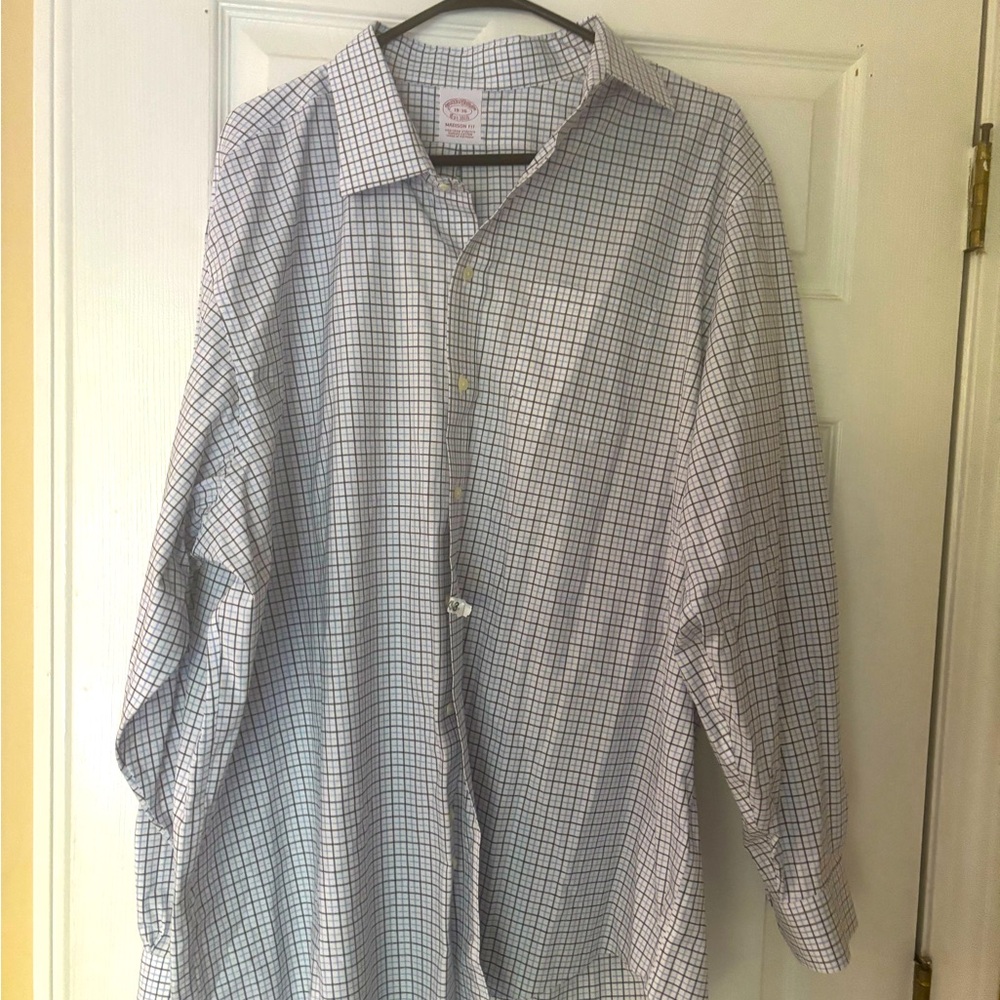 Brooks Brothers White and Blue Plaid Shirt